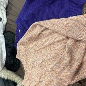 2 sweaters purple and Tan Cable Knit Women Sweaters